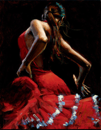 Dançarina em vermelho e branco - Fabian Perez
