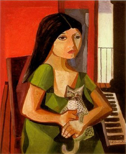 Di Cavalcanti - Menina com gato e piano (1967)