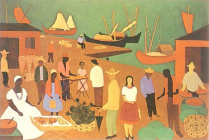 Djanira - Vendedores em um cais da Bahia