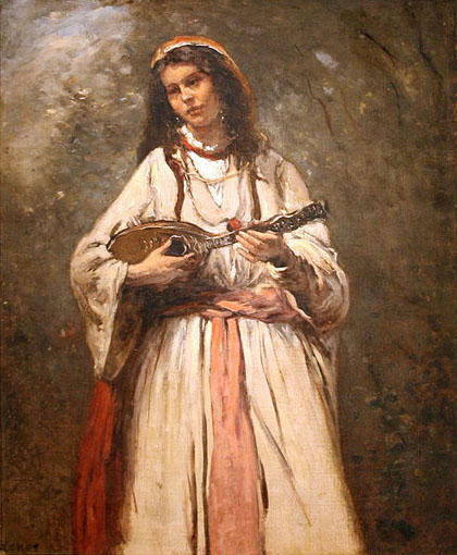 Jean-Baptiste-Camille Corot - Gypsy.girl.with.mandolin-c.1870-75