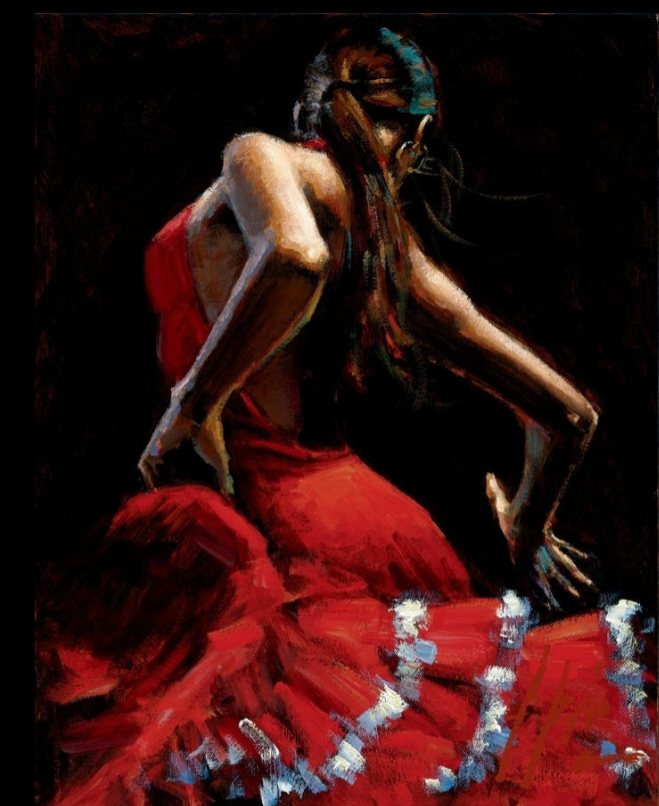 Fabián Perez - Dancer in red and white