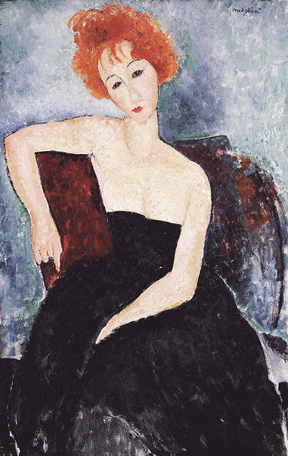 Modigliani - Jovem ruiva com vestido de noite-1918