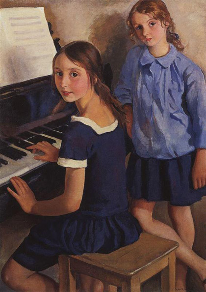 Zinaida Evgenievna Serebriakova - Girls at the piano-1922