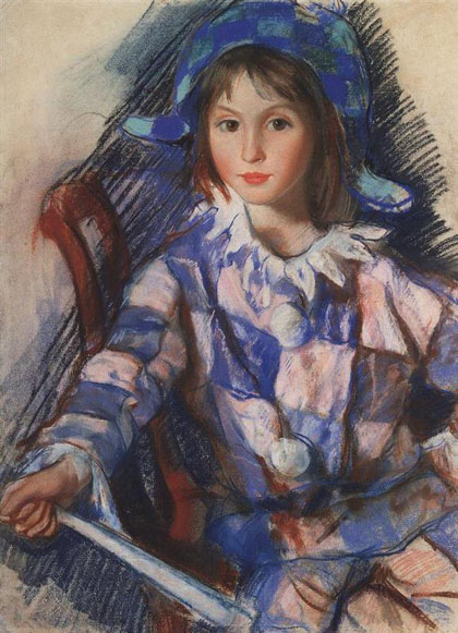 Serebriakova - tata-portrait-in-the-costume-of-harlequin-1921